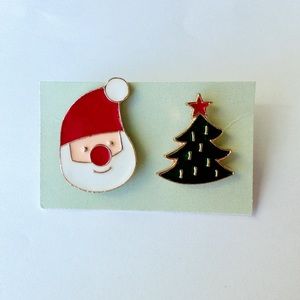Santa & Christmas Tree Pin Pair